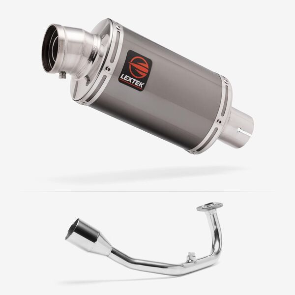 Lextek Smoked Stainless Steel OP15 200mm Exhaust System for Lexmoto Diablo 125 / SRT125
