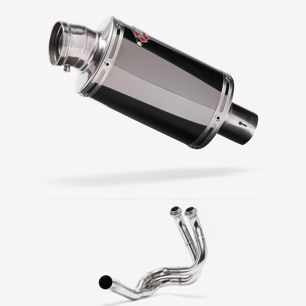 Lextek OP15 Dark Tint Stainless Exhaust System 200mm for Kawasaki ER6, Ninja 650, Z650, Versys 650